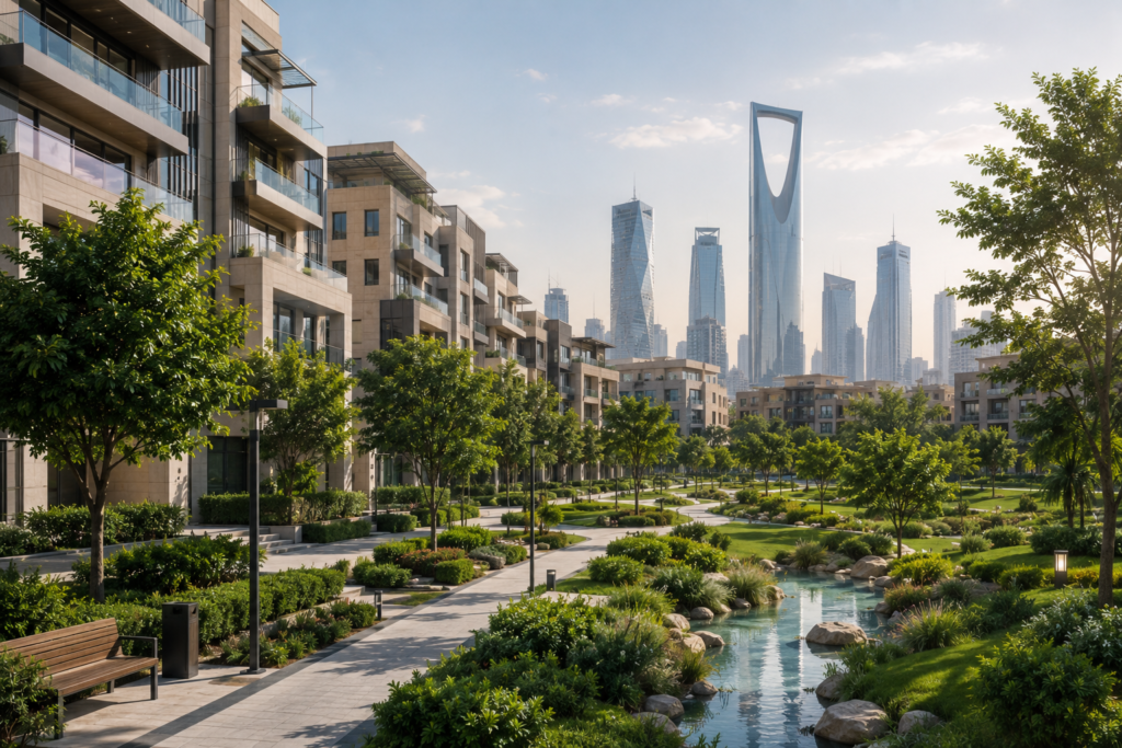 أثر المساحات الخضراء على قيمة العقارات في المدن السعودية